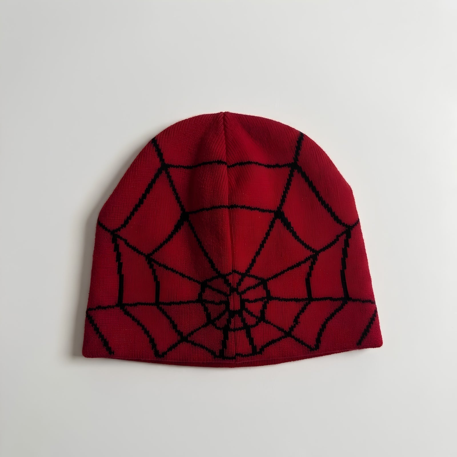 Spider Knit Beanie - Back View Red