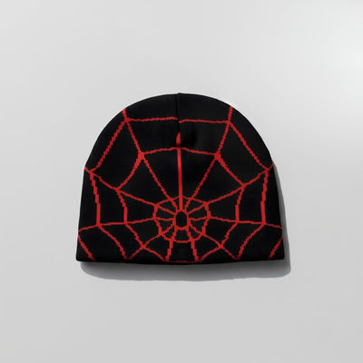Spider Knit Beanie - Back View Black